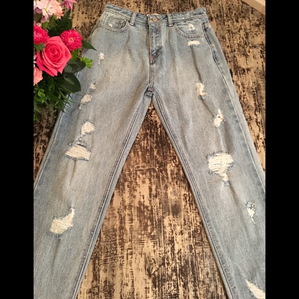 Zara TRF Premium Wash Distressed Jeans, “Mom Fit” - Picture 5 of 7